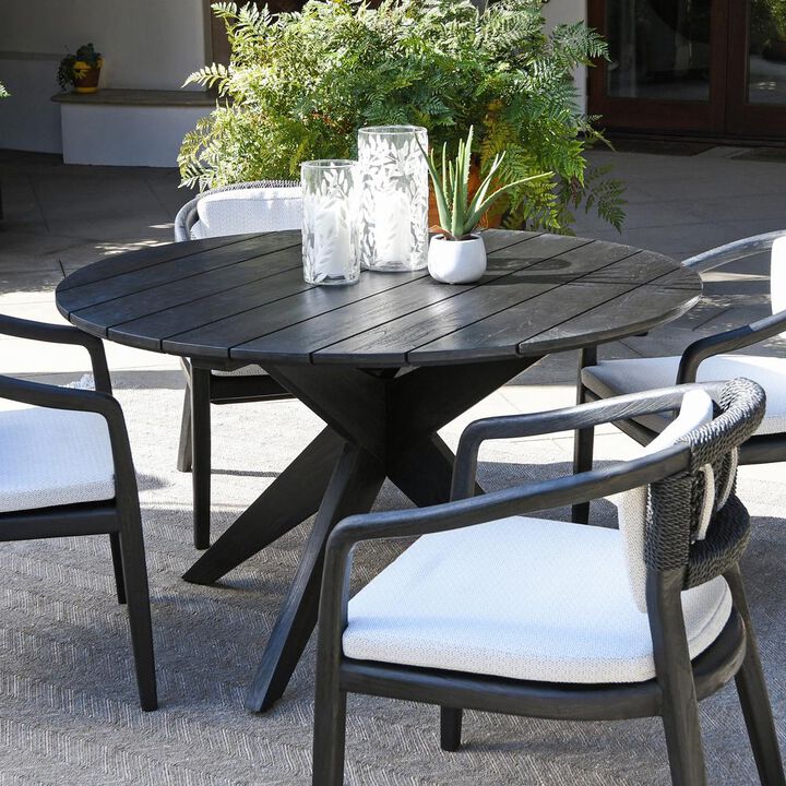 Kosas Home Alameda 53 Outdoor Round Dining Table Black