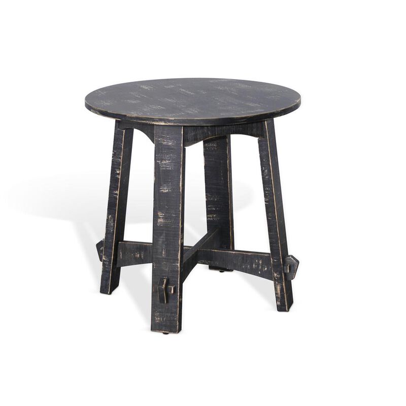 Sunny Designs Marina Farmhouse Mahogany Wood End Table in Black Sand