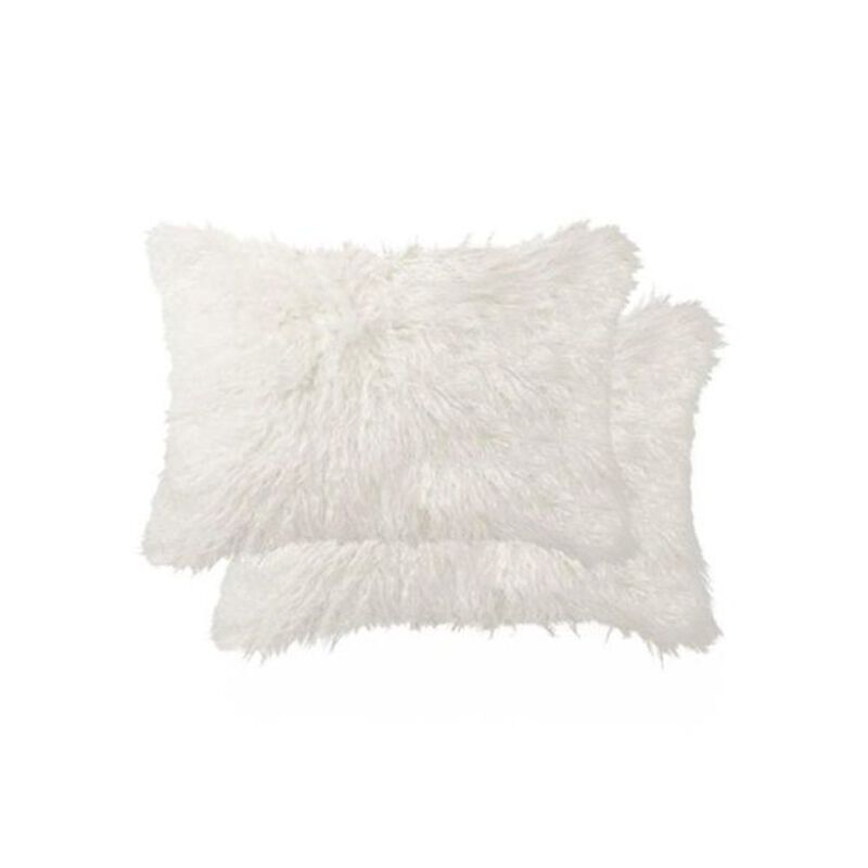 Homezia Off White Faux Fur Solid Color Throw Pillow