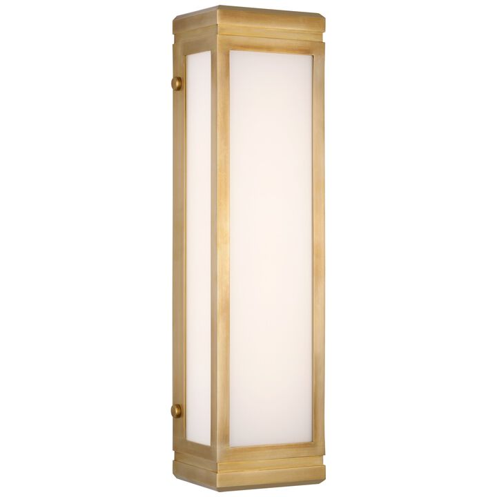 Hayles 17" Bath Light in Natural Brass with White Glass