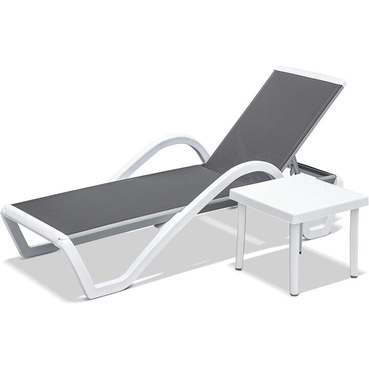 Aluminum Adjustable Pool Chaise Lounge Set