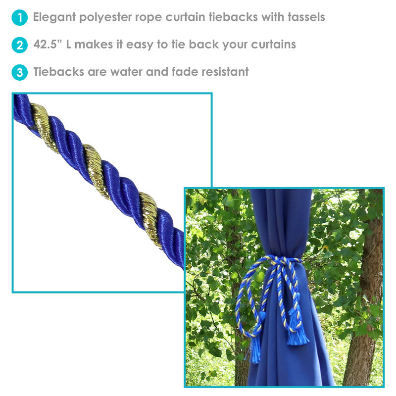 Sunnydaze Indoor/Outdoor Rope Curtain Tiebacks