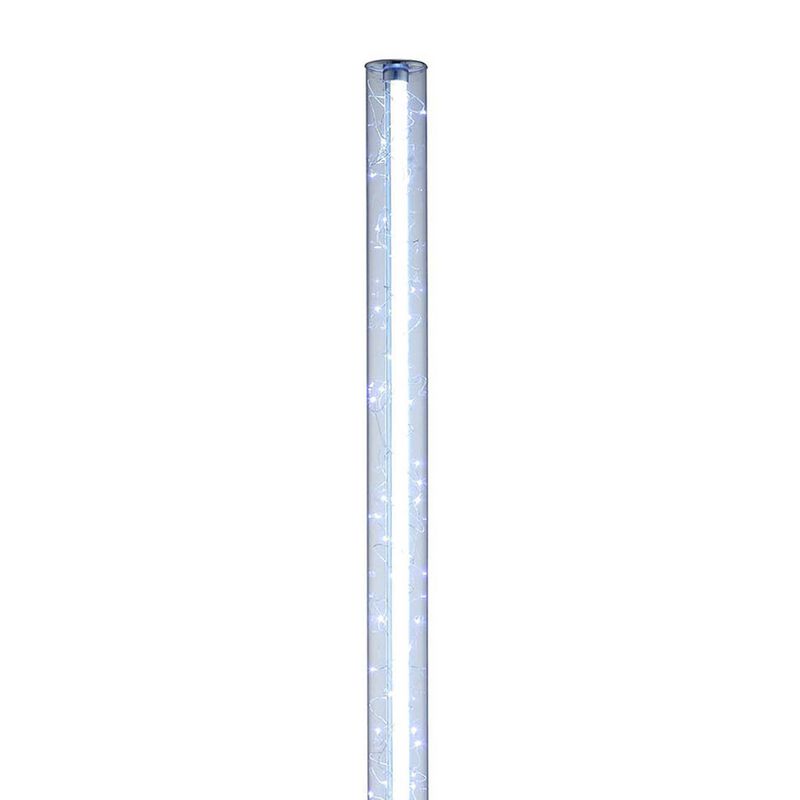 62 Inch Floor Lamp, Modern Cylindrical Design, Tall Round Chrome Base-Benzara