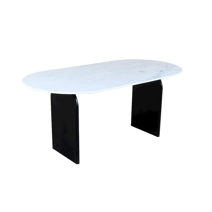 Terra 72 Oval Dining Table with White Marble Top