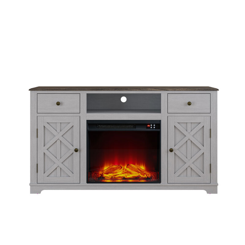 FESTIVO Farmhouse TV Stand with Fireplace for up to 65" TV