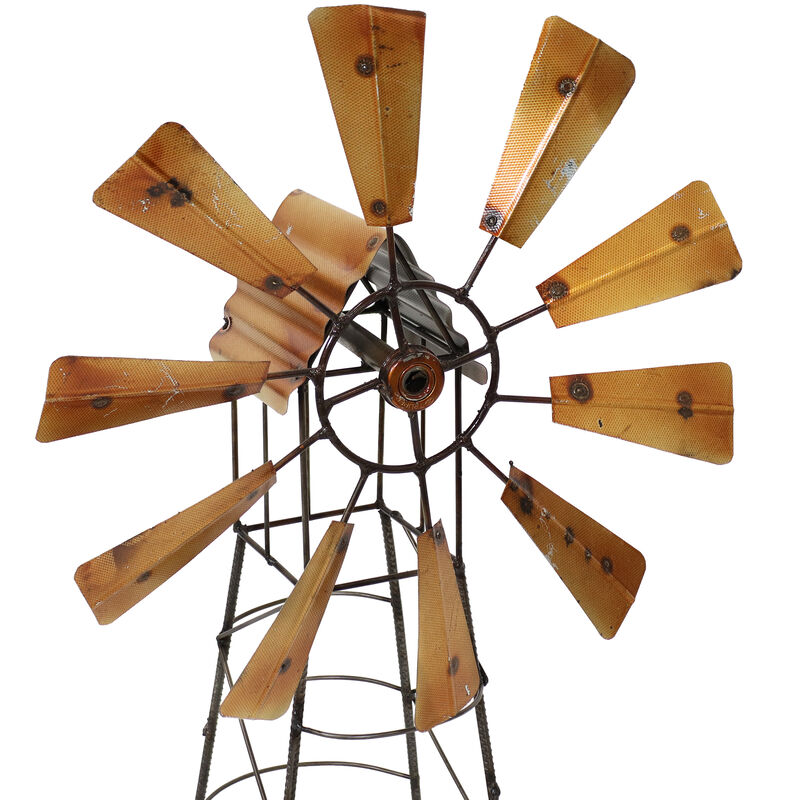 Sunnydaze Golden Farmhouse Windmill Indoor/Outdoor Metal Statue - 26.5 in