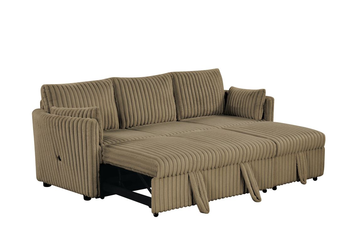 Convertible Sofa Bed with USB and Pillows Pullout Sleeper Sofa Couches 3-Seat Sofa for Living Room