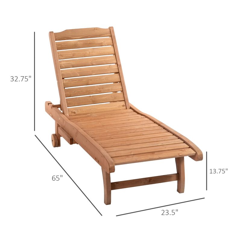 Poolside Lounger: Red Wood Look Chaise with Adjustable Back and Tray