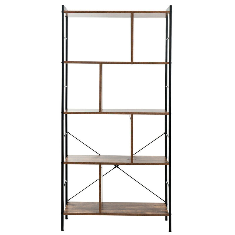 4-Tier Industrial Freestanding Bookshelf with Metal Frame