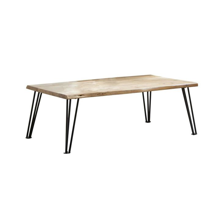 Zander Coffee Table with Hairpin Leg Natural and Matte Black