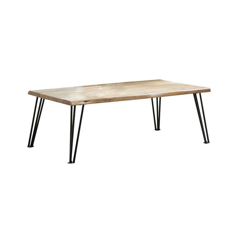 Zander Coffee Table with Hairpin Leg Natural and Matte Black