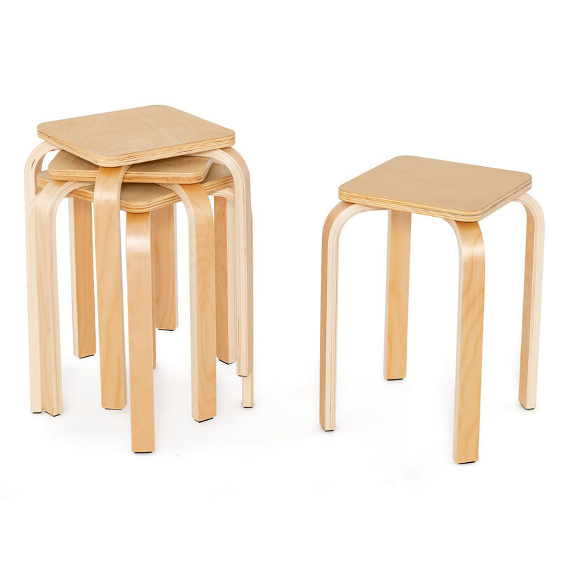 Stackable Stools Set of 4 with Square Top and Rounded Corners