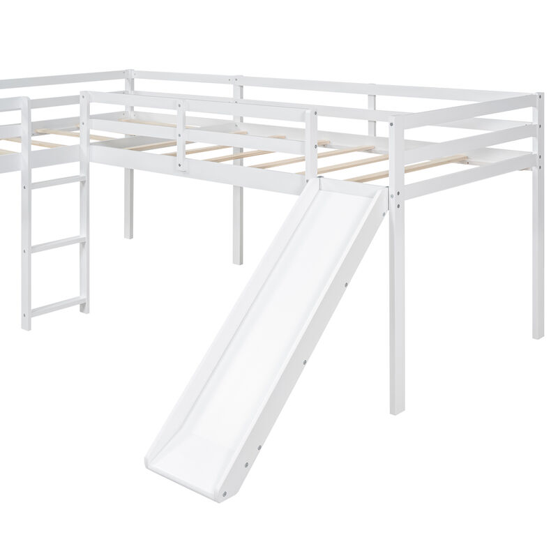 Merax L-Shaped Loft Bed with Ladder and Slide