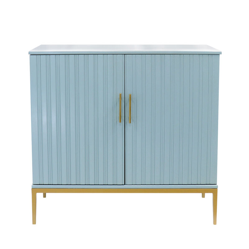 Pasargad Home Edgar & Gold Metal Frame Cabinet, Aqua