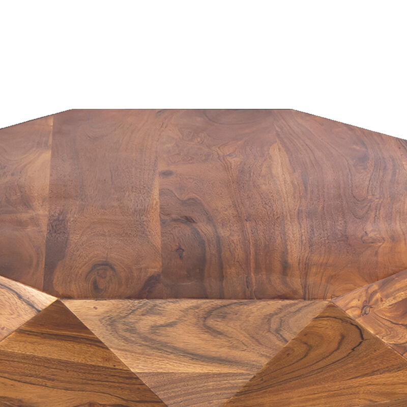 33 Inch Diamond Shape Acacia Wood Coffee Table With Smooth Top, Dark Brown-Benzara