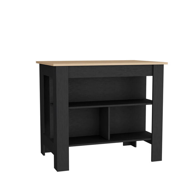 Kitchen Island Ada, Kitchen, Black / Light Pine