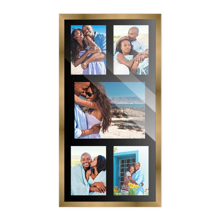 12x24.5 Wood Collage Frame with a Black Mat for 8x10 & 5x7 Pictures