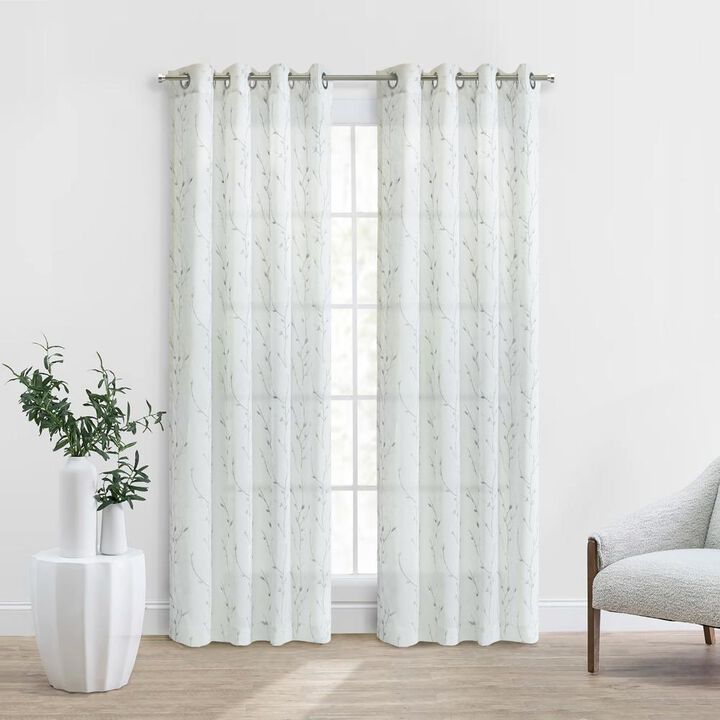 Habitat Ivy Light Filtering Grommet Botanical Motif Print Curtain Panel for Livingroom 52" x 84" White