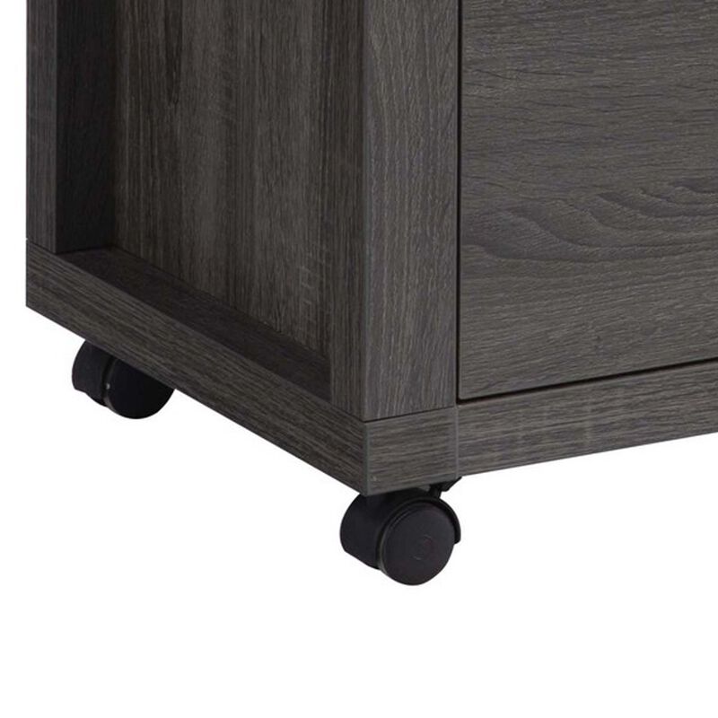 Lou 51 Inch Modern Office Credenza File Cabinet, 2 Drawers, Wheels, Gray-Benzara