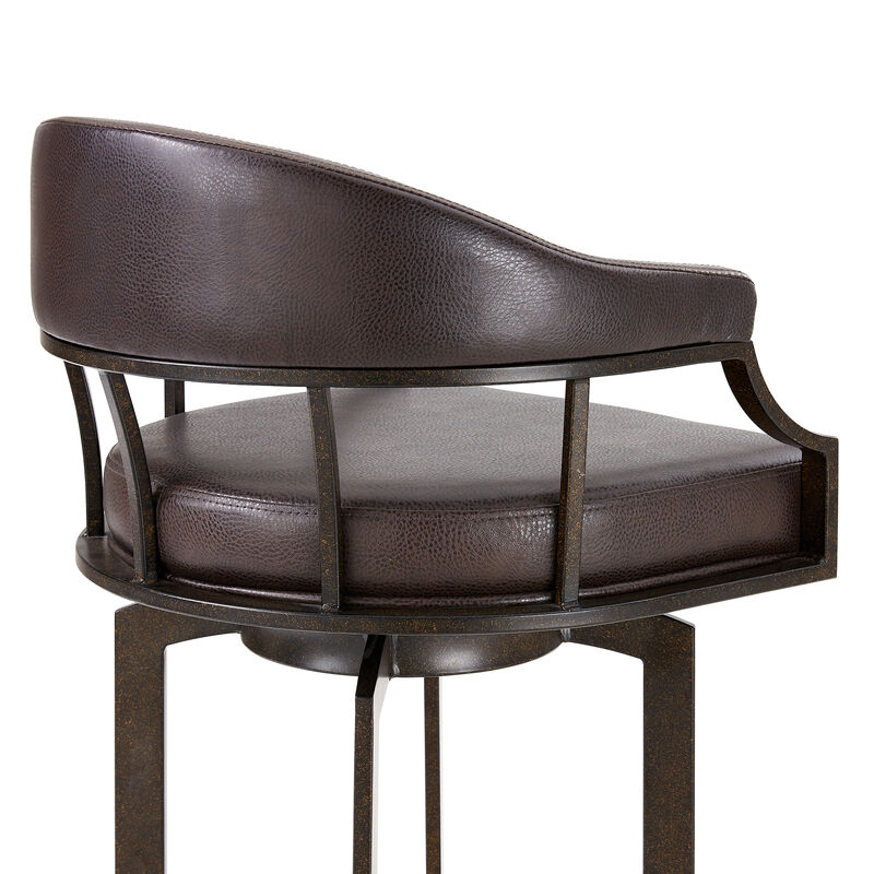 Pharaoh Swivel  Mineral Finish and Black Faux Leather Bar Stool