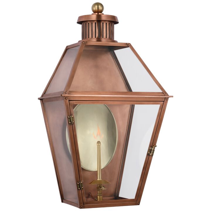 Stratford Medium 3/4 Gas Wall Lantern in Soft Copper with Clear Glass