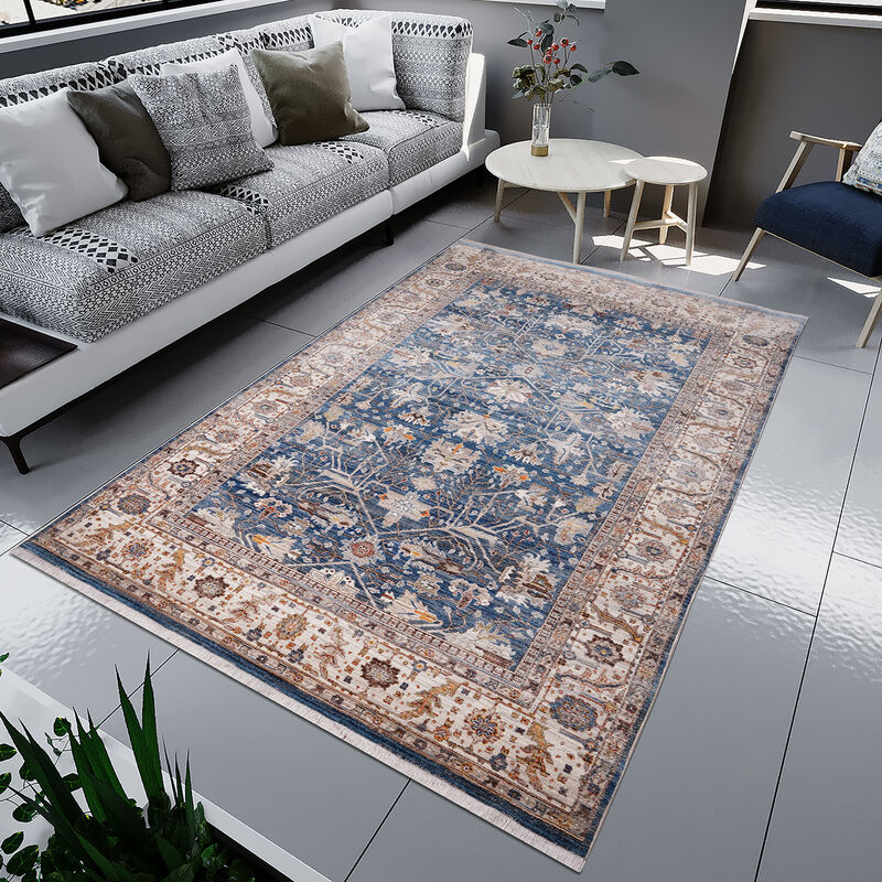 Arcadia Northam Blue Oriental Polyester Area Rug