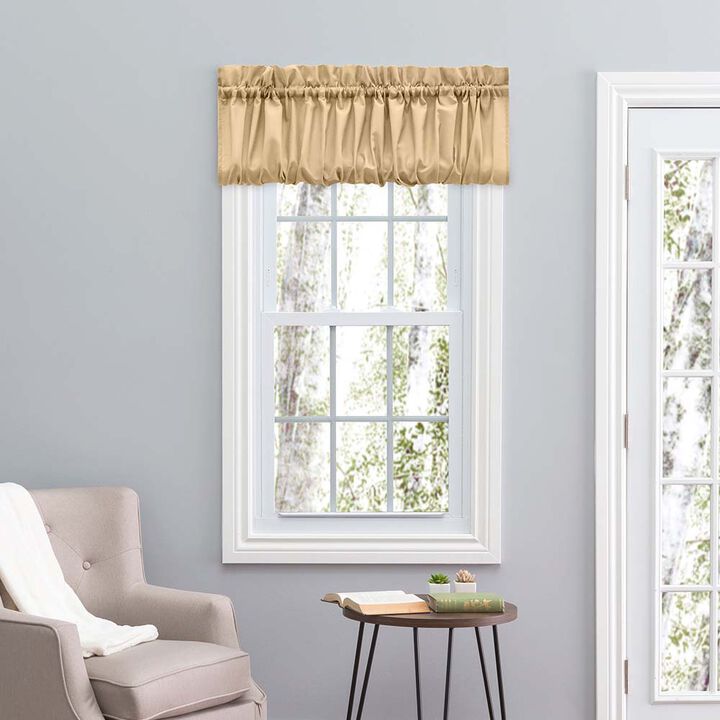 Ellis Stacey Solid Color Window 1.5" Rod Pocket High Quality Fabric Balloon Valance 60"x15" Almond