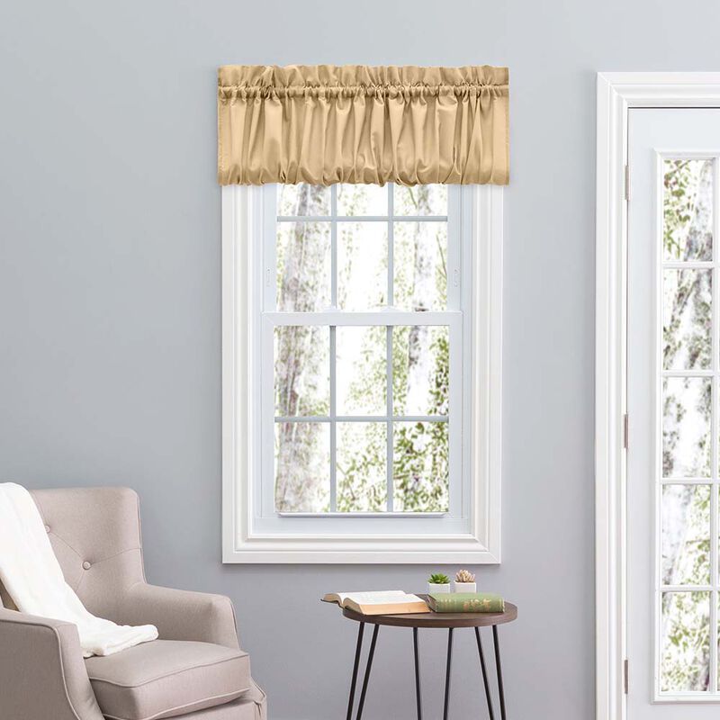 Ellis Stacey Solid Color Window 1.5" Rod Pocket High Quality Fabric Balloon Valance 60"x15" Almond