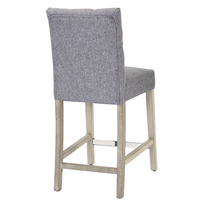 WestinTrends 24" Linen Fabric Tufted Upholstered Counter Stool, Antique Grey
