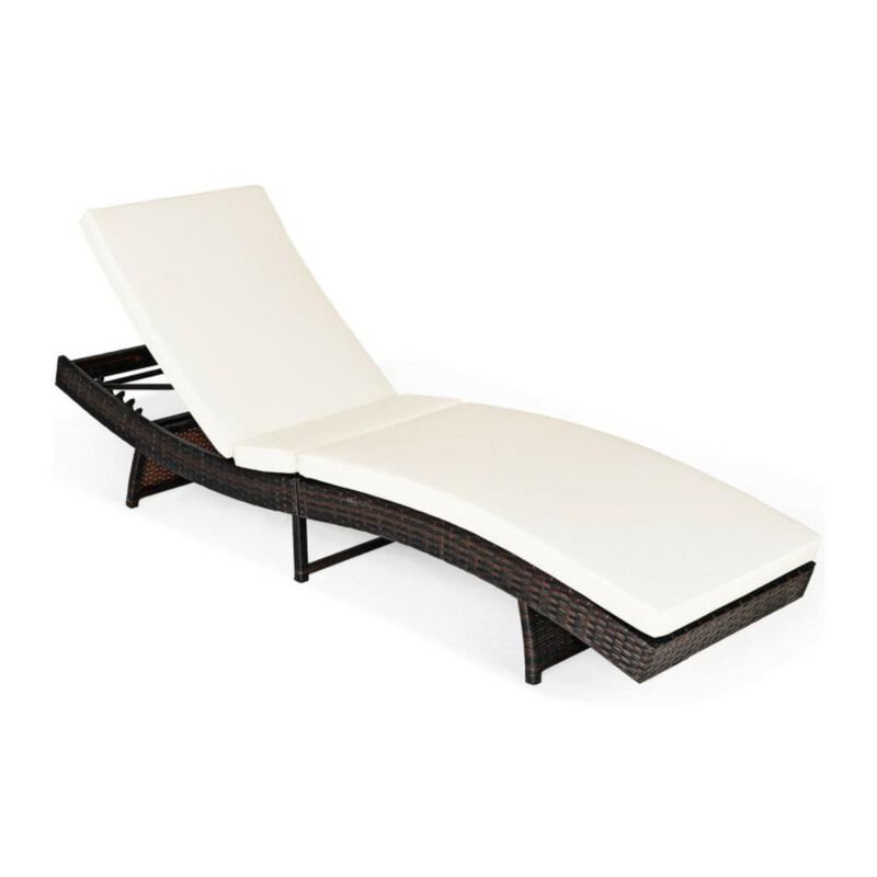 Hivvago Patio Folding Chaise Lounge with 5 Adjustable Levels and Cushion