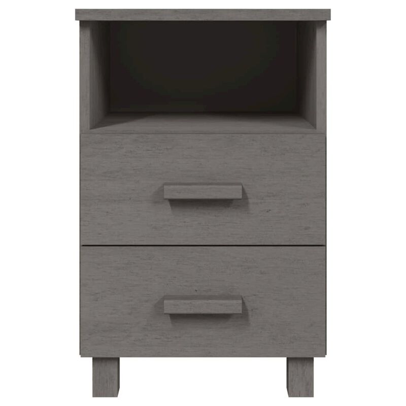 Bedside Cabinets HAMAR 2 pcs Light Gray 15.7"x13.8"x24.4" Solid Wood