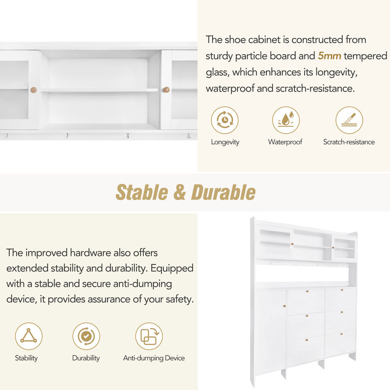 Merax 6 Flip Drawers Shoe Cabinet with Storage Shelf