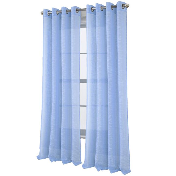 RT Designers Collection Dexter Linen Texture Grommet Sheer Light Filtering Window Curtain Panel 54" x 90" Blue