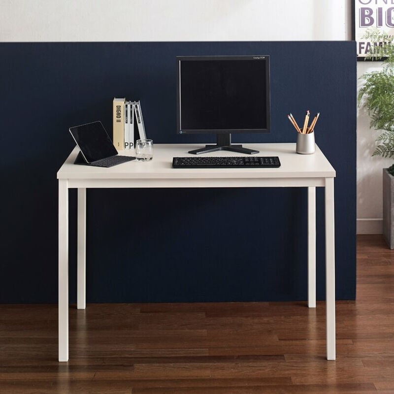FC Design Klair Living Contemporary Wood and Metal Computer Desk in Ivory