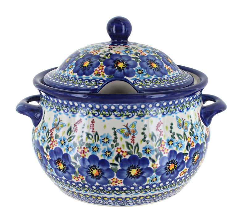 Blue Rose Polish Pottery Autumn Burst Large Soup Tureen