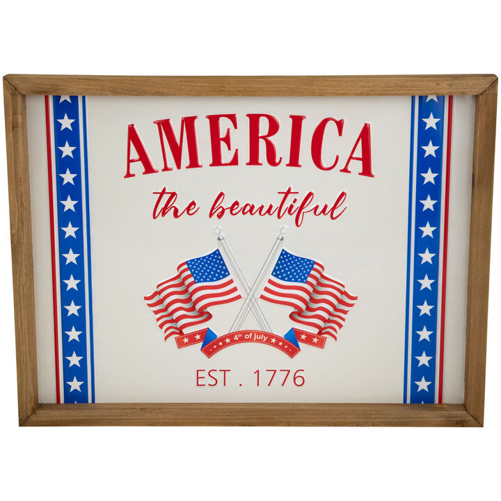 America the Beautiful Patriotic Framed Wall Sign - 15.75"