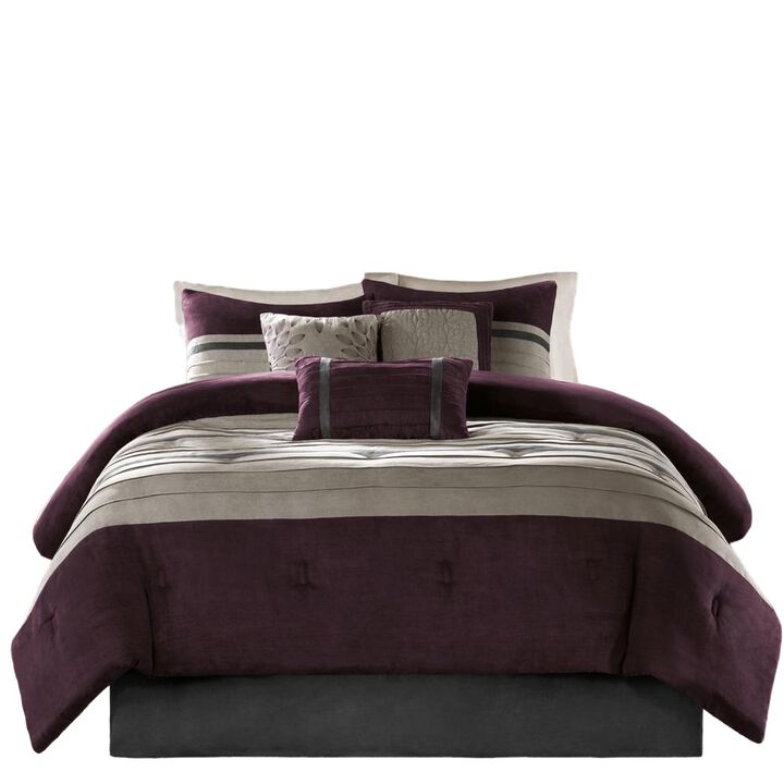 Belen Kox Plum Microsuede Pieced Comforter 7pc Set, Belen Kox