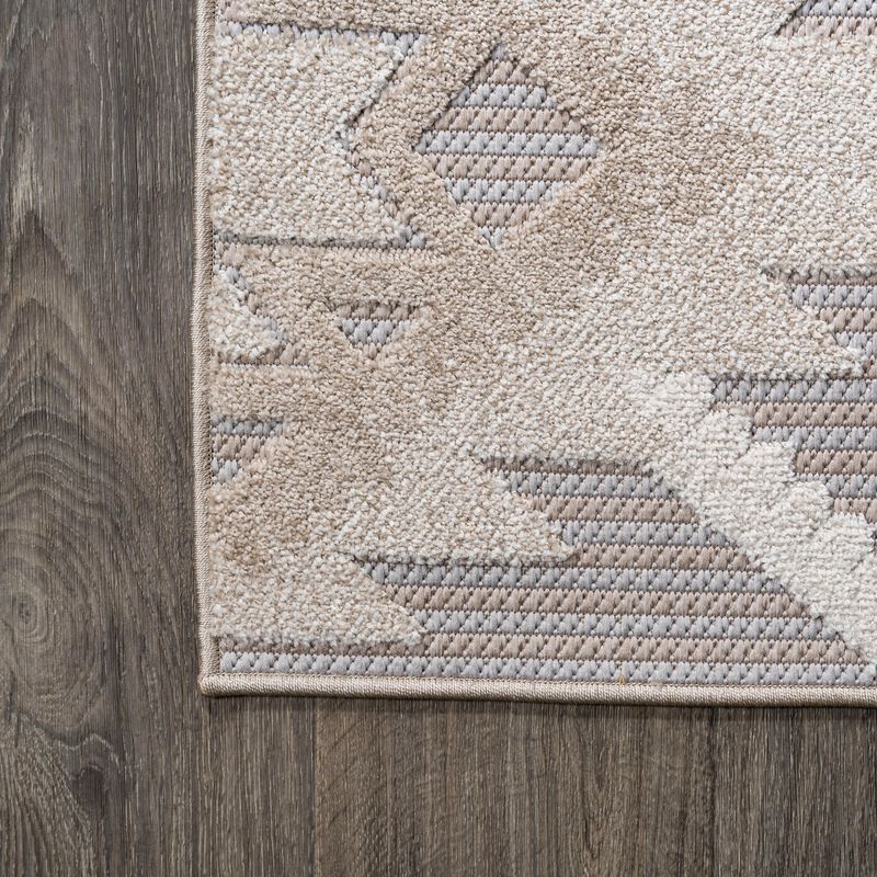 Sumak High-Low Pile Neutral Diamond Kilim Area Rug