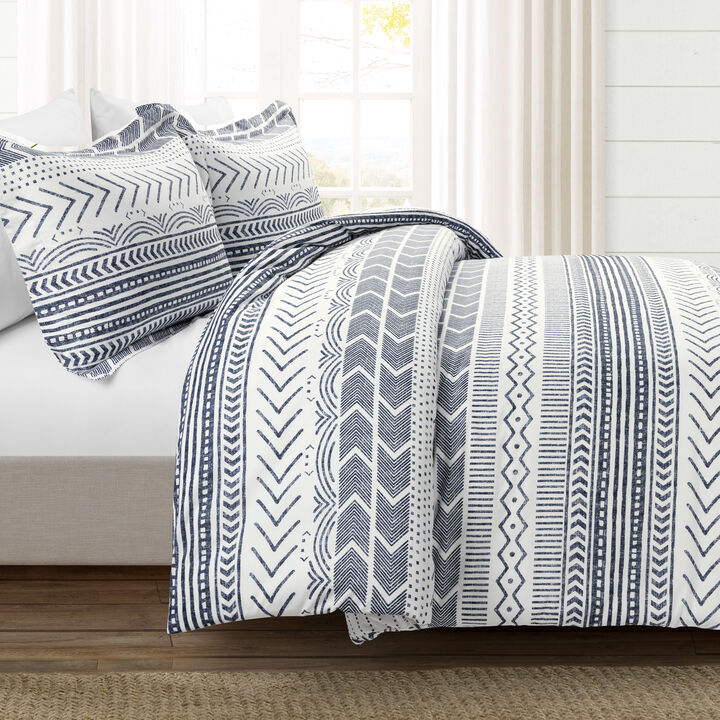 Hygge Geo Reversible Cotton Duvet Cover  3Pc Set