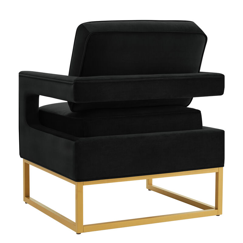 Merax Modern Velvet Accent Chair with Gold Metal Base