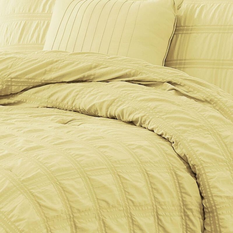 Ramallah Eliza Seersucker Comforter Set - 4-Piece - King 86x102", Yellow