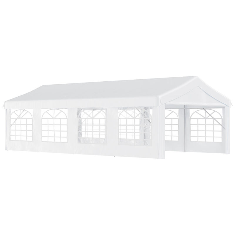 Outsunny 13' x 26' Heavy Duty Party Tent & Carport with Removable Sidewalls and Double Doors, Large Canopy Tent, Sun Shade Shelter, for Parties, Wedding, Outdoor Events, BBQ, White