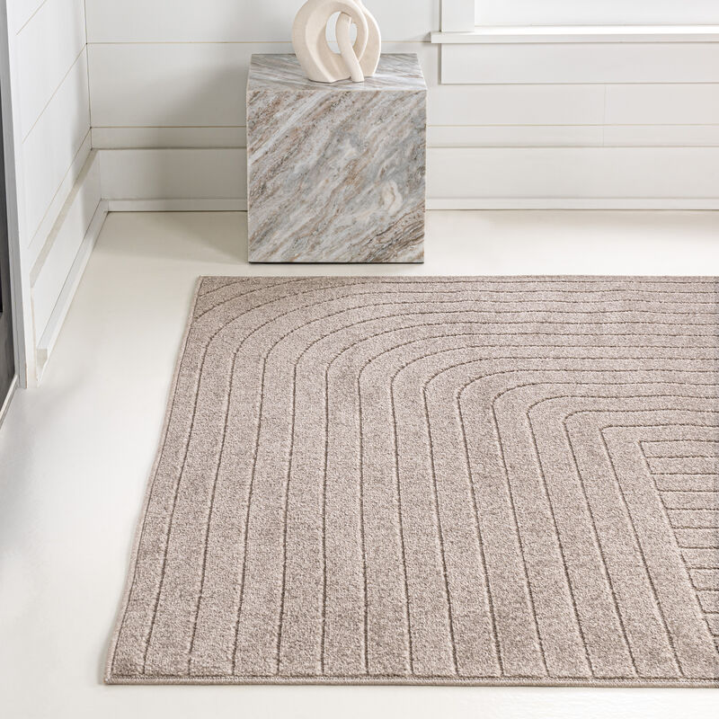 Odense High-Low Minimalist Angle Geometric Beige/Cream 4 ft. x 6 ft. Indoor/Outdoor Area Rug