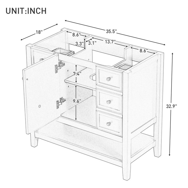 Merax 36" Bathroom Vanity Cabinet Base Only