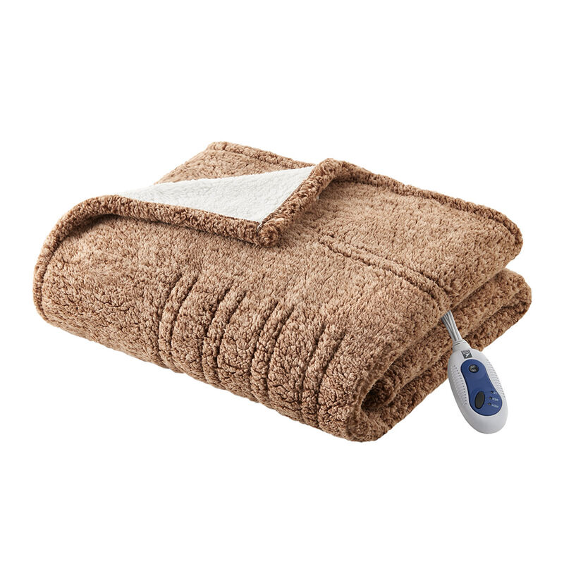 Gracie Mills Mckinley Solid Heated Sherpa Throw