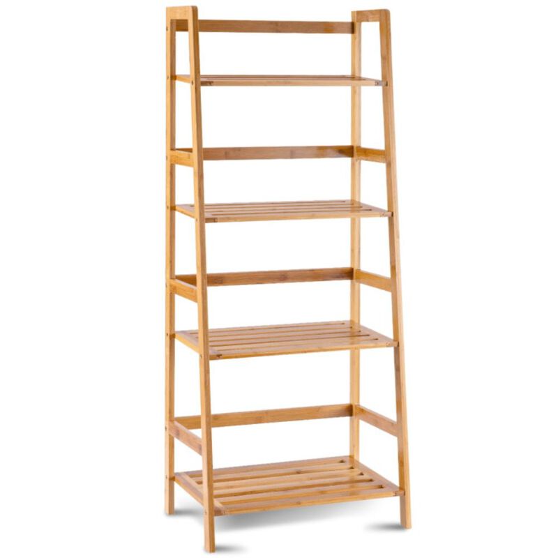 Hivago 47.5 Inch 4-Tier Multifunctional Bamboo Bookcase Storage Stand Rack