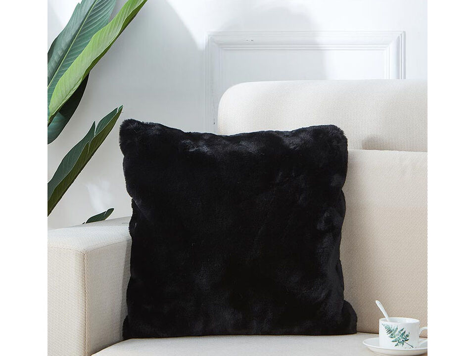 Grey Luxury Chinchilla Faux Fur Pillow (18 In. x 18 In.)