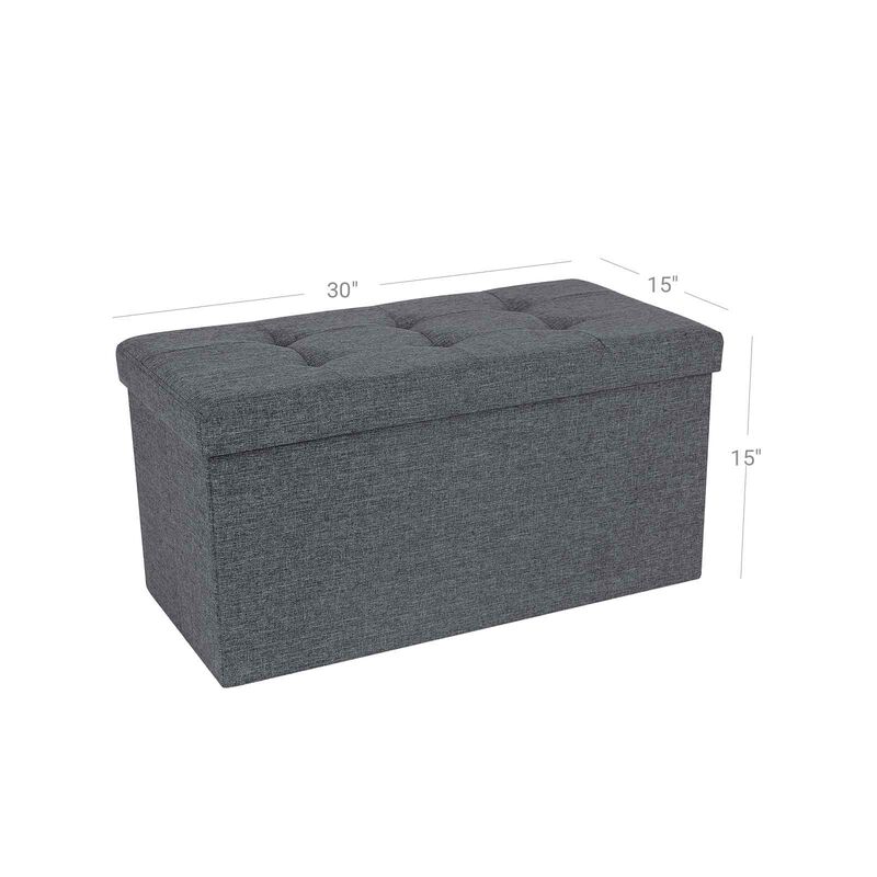 30 Inches Faux Leather Folding Storage Ottoman Bench