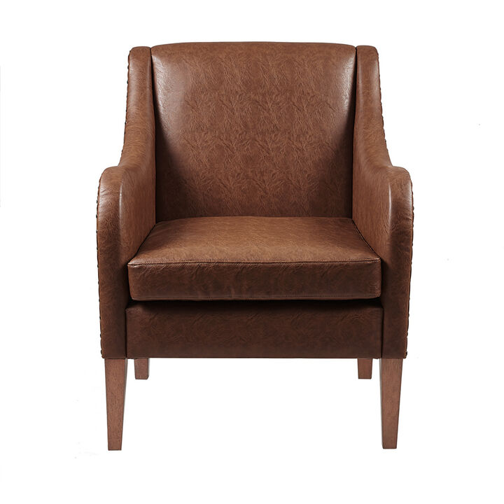 Gracie Mills Sebastian Brown Faux Leather Accent Chair