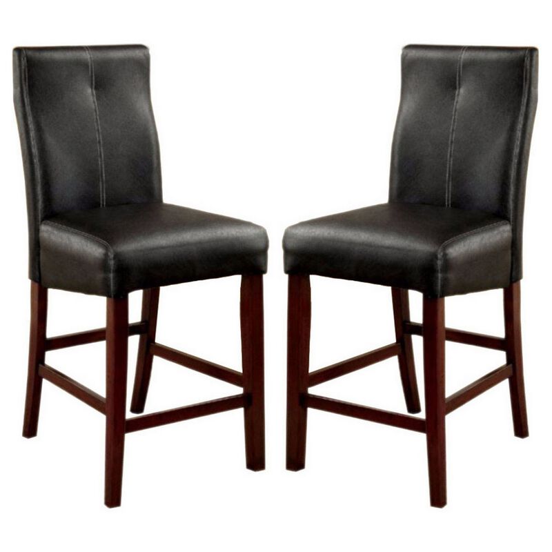Bonneville II Contemporary Counter Height Chair, Black, Set of 2-Benzara